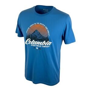 Columbia Mens Graphic T Shirt Blue Outdoor Logo Mountain M